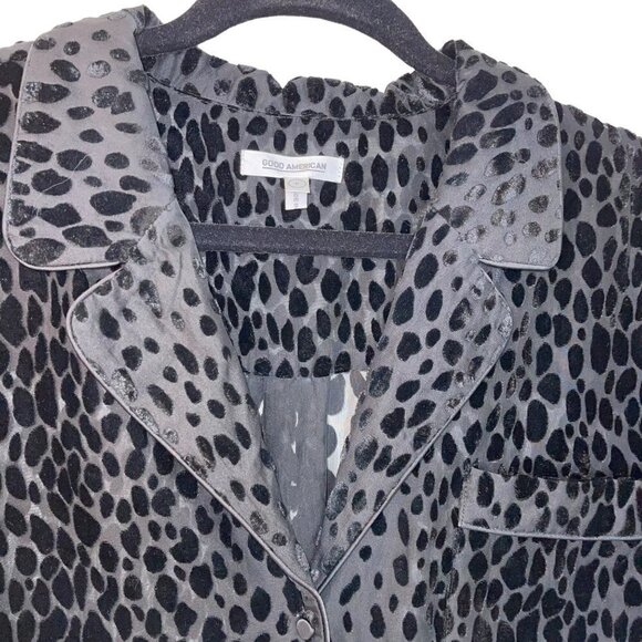 Good American Sheer Bliss Velvet Burnout Blouse Womens Size 6 Relaxed Fit Black - Picture 5 of 11